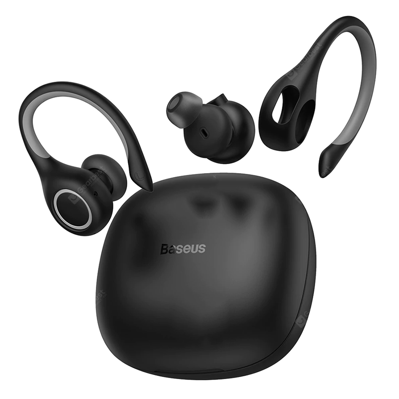 Baseus Encok W17 Sport Bluetooth Earbuds слушалки TWS Wiless Headsets Подкрепа Qi Wiless Зареждане Smart Touch IP55 водонепроницаема - Черно
